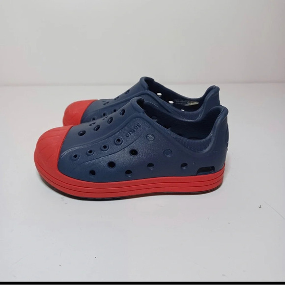 Crocs 202281 Blue And Red Bump It Molded Slip On Shoes Children's Size 7C - Picture 1 of 8